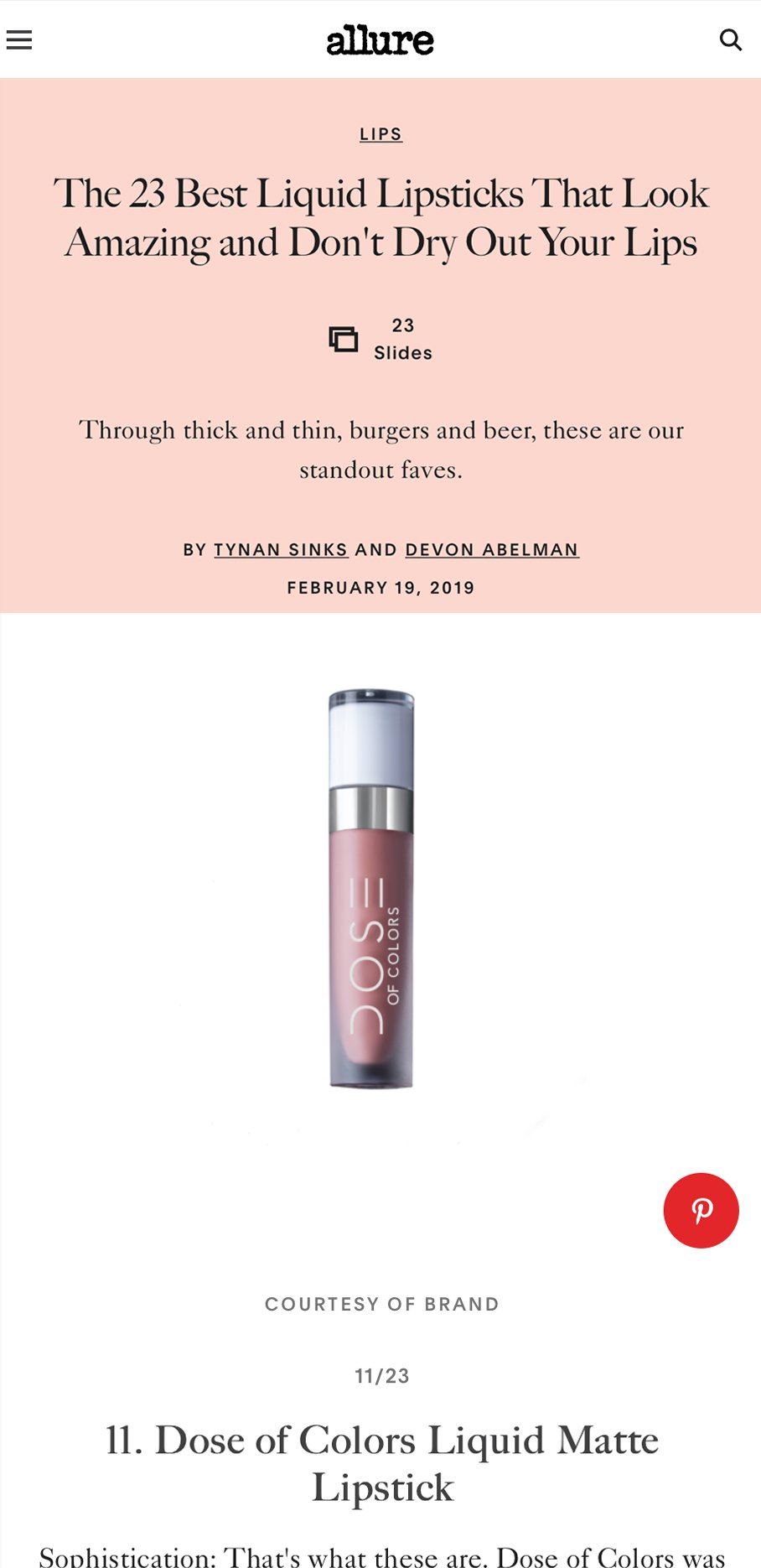 allure - 23 Best Liquid Matte Lipsticks