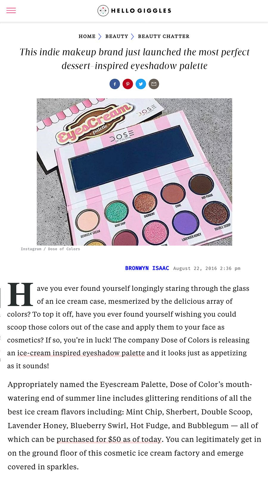 Hello Giggles - Eyescream Palette
