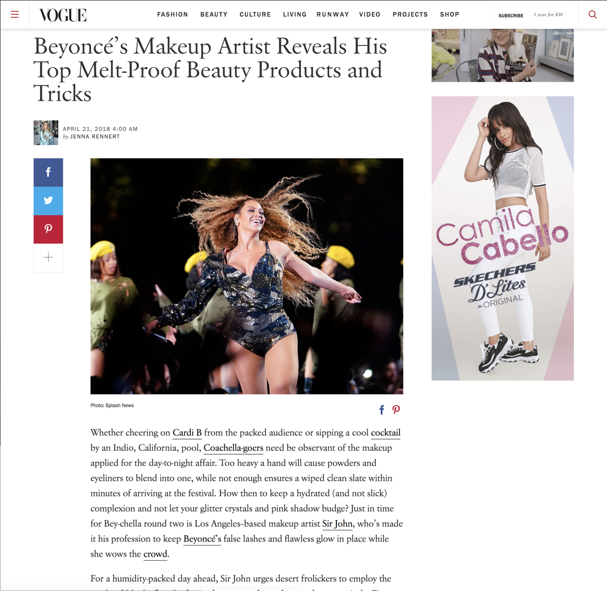 Vogue - Beyoncé’s Makeup Artist Reveals His Top Melt-Proof Beauty Products and Tricks